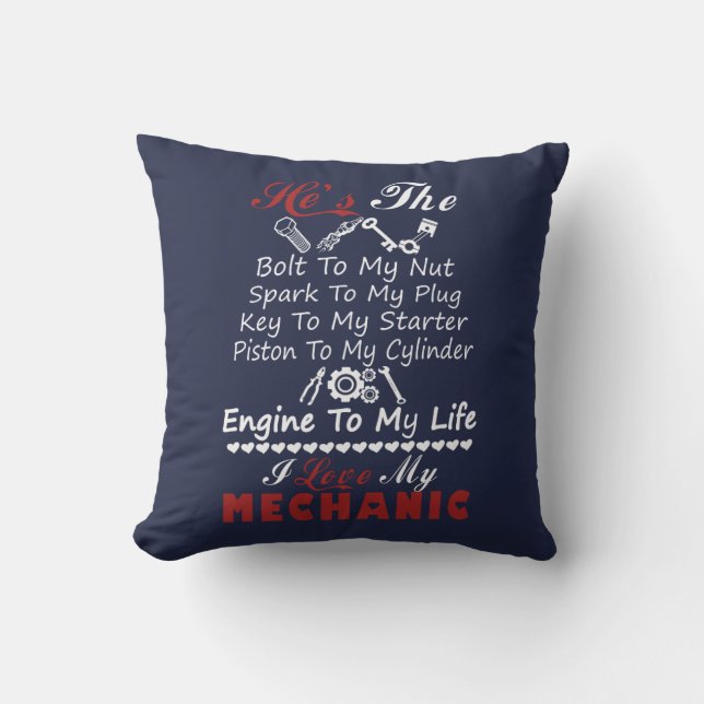 Coussin J'aime le MÉCANICIEN (Recto)