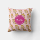 Coussin J'aime le motif rose de hamster de hamsters (Verso)