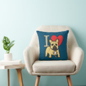 Coussin J'Aime Les Bulldogs Français (Chaise)