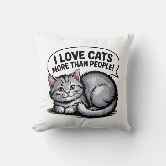 Coussin J'Aime Les Chats Plus Que Les Gens" (Recto)