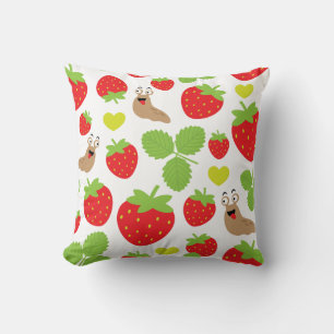 Coussin J'aime les fraises Motif sans couture