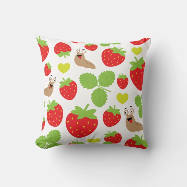 Coussin J'aime les fraises Motif sans couture (Recto)