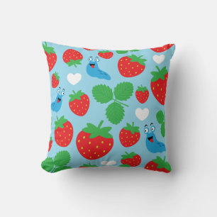Coussin J'aime les fraises Motif sans couture