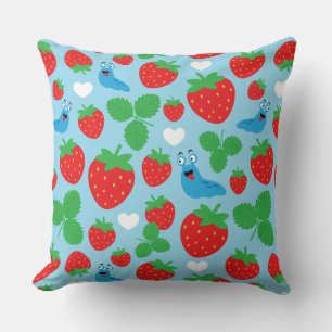Coussin J'aime les fraises Motif sans couture