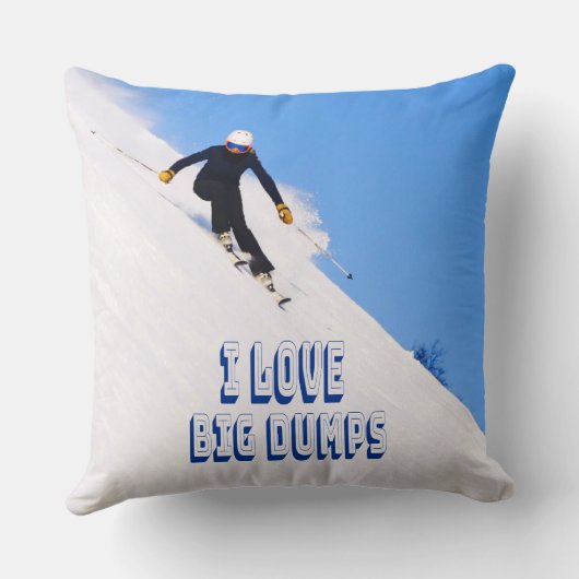 Coussin J'Aime Les Grosses Bandes Neige Ski À La Descente (Verso)