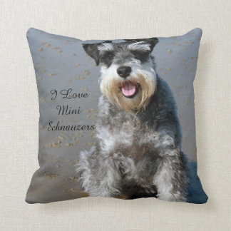 Coussin J'Aime Les Mini-Schnauzers Lancer L'Oreiller