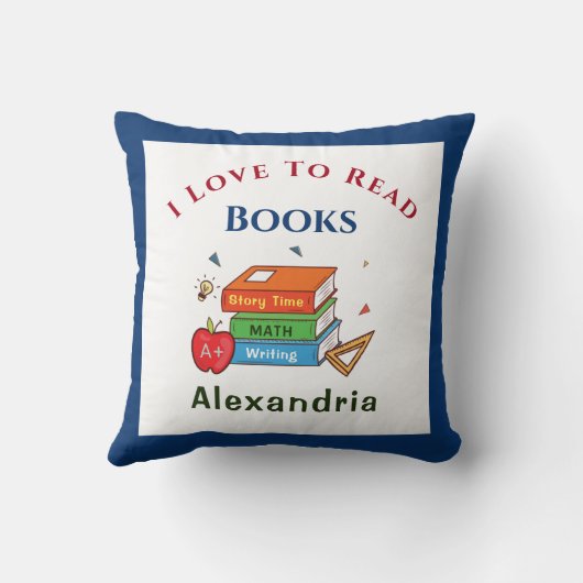 Coussin J'Aime Lire Des Livres Lecture Personnaliser (Verso)