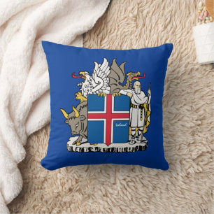 Coussin J'aime l'Islande et le drapeau islandais, emblème