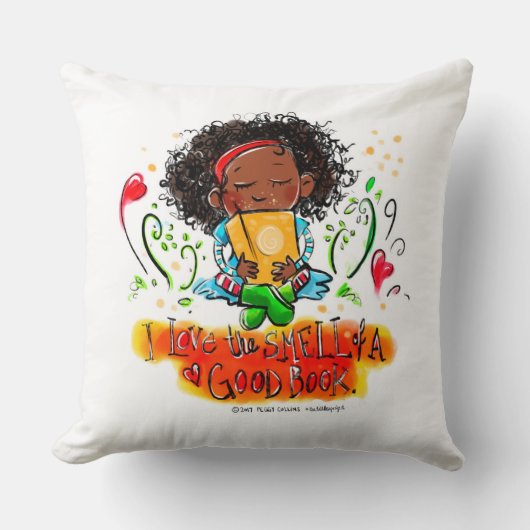 Coussin J'aime l'ODEUR d'un bon livre ! (Recto)