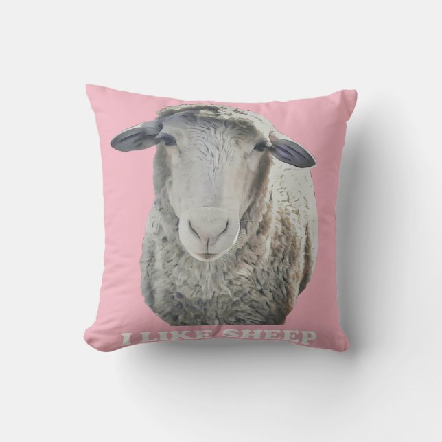 Coussin J'Aime L'Oreiller À Jets Fâcheux Du Mouton (Recto)