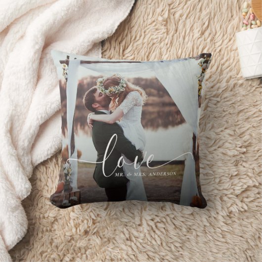 Coussin J'aime M. et Mme Mariage Photo (Couverture)