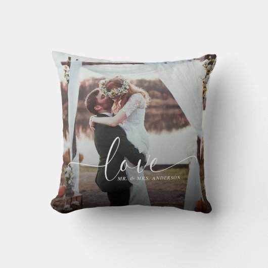 Coussin J'aime M. et Mme Mariage Photo (Recto)