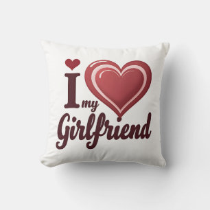 Coussin J'aime ma petite amie personnalisé