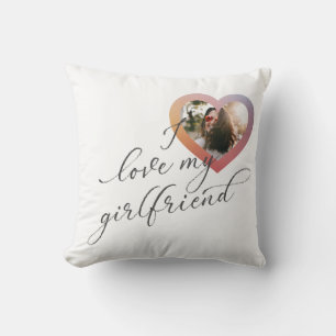 Coussin J'aime ma petite amie Romant Script Valentine Phot