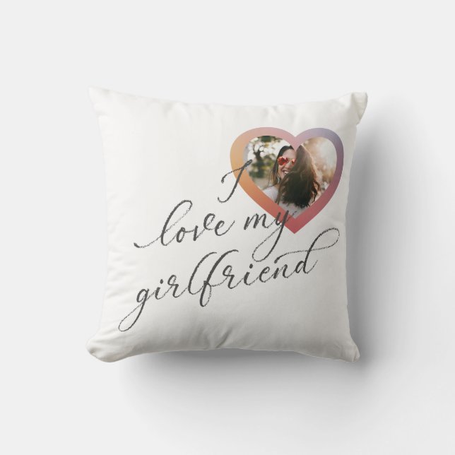 Coussin J'aime ma petite amie Romant Script Valentine Phot (Recto)