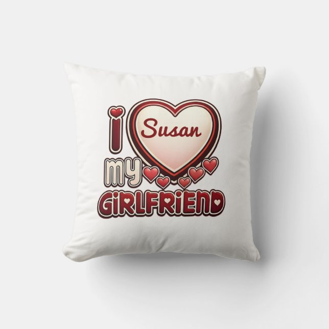 Coussin J'aime ma petite amie sur mesure (Recto)