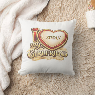 Coussin J'aime ma petite amie sur mesure