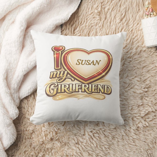 Coussin J'aime ma petite amie sur mesure (Couverture)