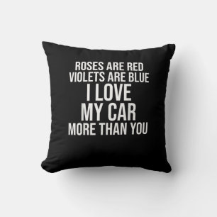 Coussin J'aime ma voiture plus que toi, design amusant pou