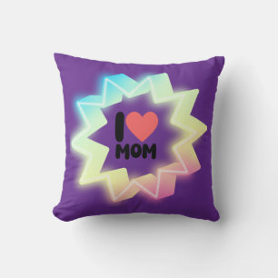 Coussin J'aime Maman Étoile Néon Colorée