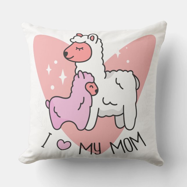 Coussin J'aime mes alpagas maman (Recto)