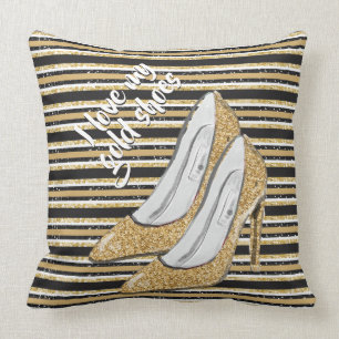 Coussin J'aime mes chaussures d'or