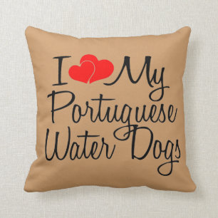 Coussin J'Aime Mes Chiens D'Eau Portugais