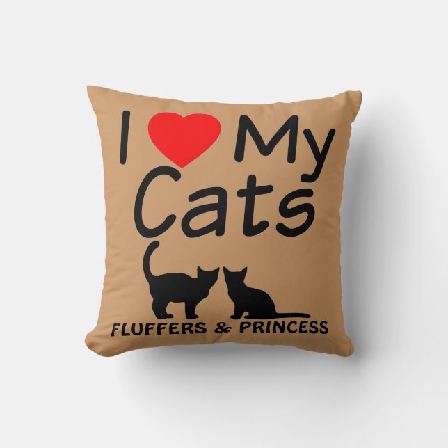 Coussin J'Aime Mes DEUX Chats (Recto)