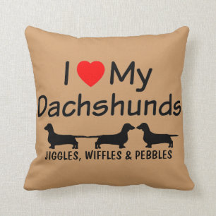 Coussin J'Aime Mes TROIS Dachshunds