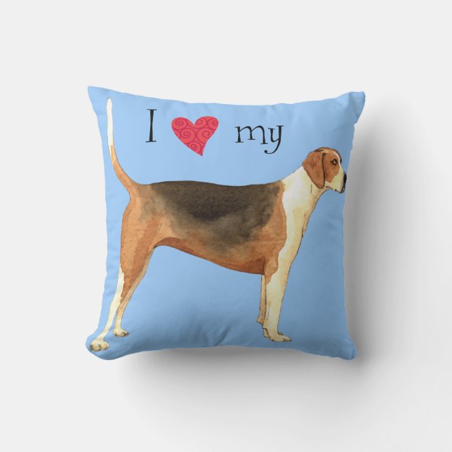 Coussin J'aime mon American Foxhound (Recto)