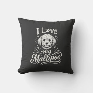 Coussin J'aime mon amoureux de chien Maltipoo