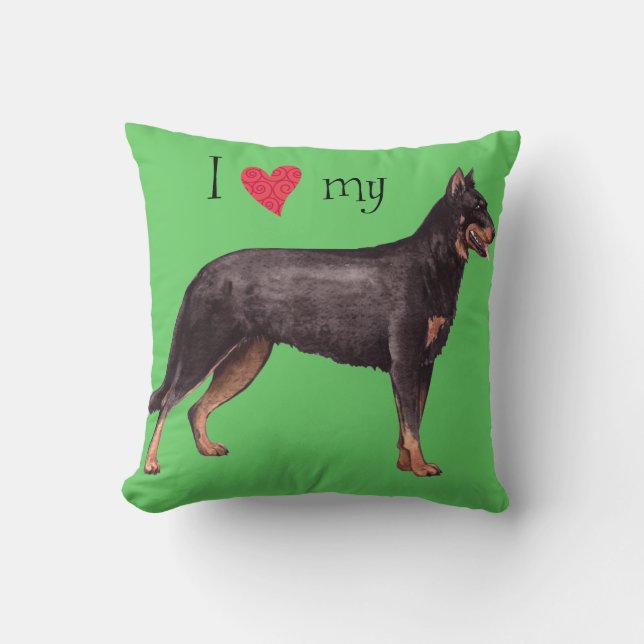 Coussin J'aime mon Beauceron (Recto)