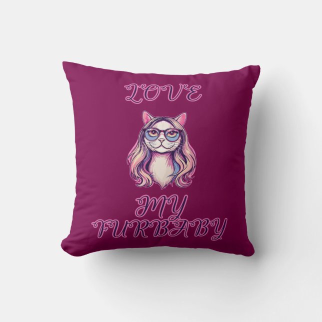 Coussin J'aime mon bébé à fourrure Design de parent de ani (Recto)