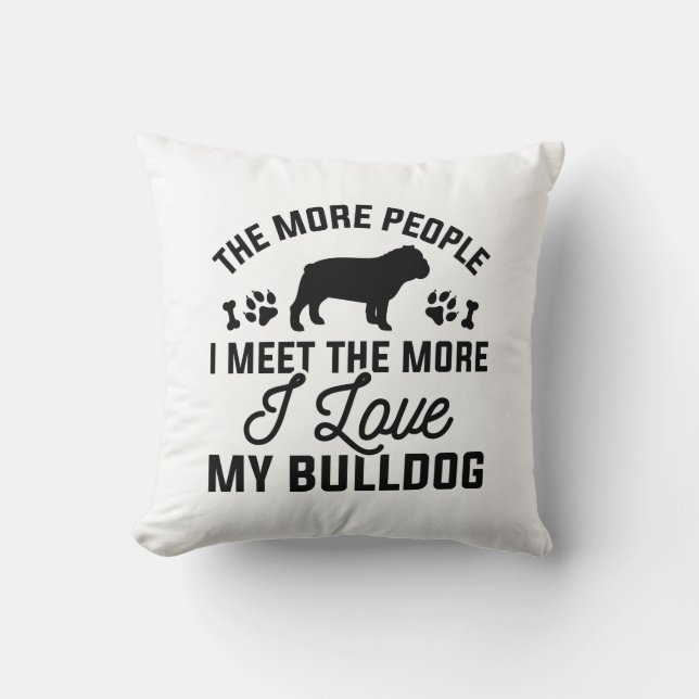 Coussin J'aime mon bouledogue (Recto)