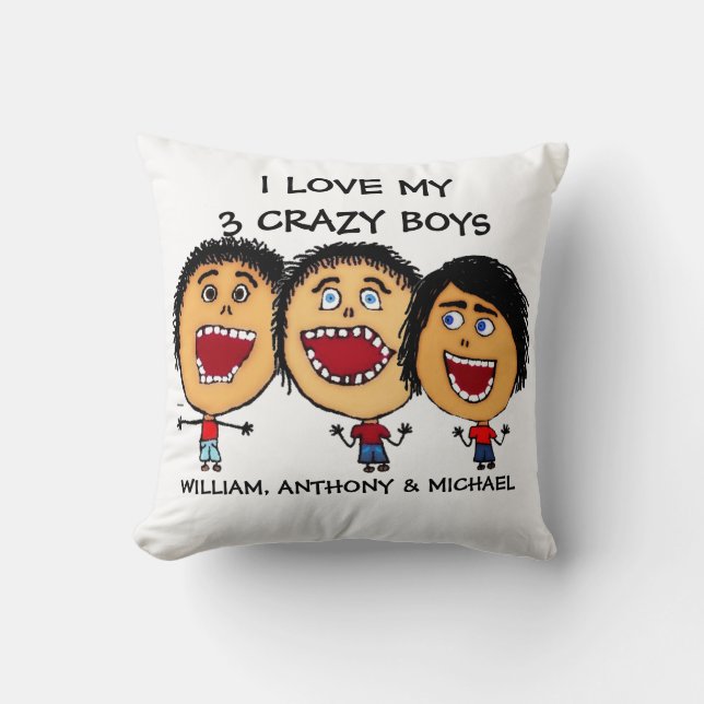 Coussin J'Aime Mon Caricature Des Trois Fils Fous (Recto)