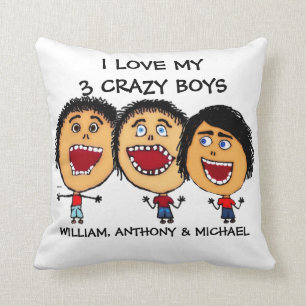 Coussin J'Aime Mon Caricature Des Trois Fils Fous