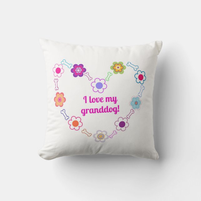 Coussin J'aime mon carreau de granddog (Recto)