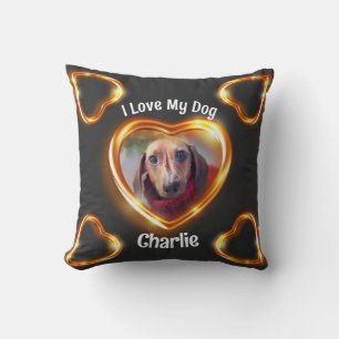 Coussin J'Aime Mon Chien Animateur Coeur Qui Brille