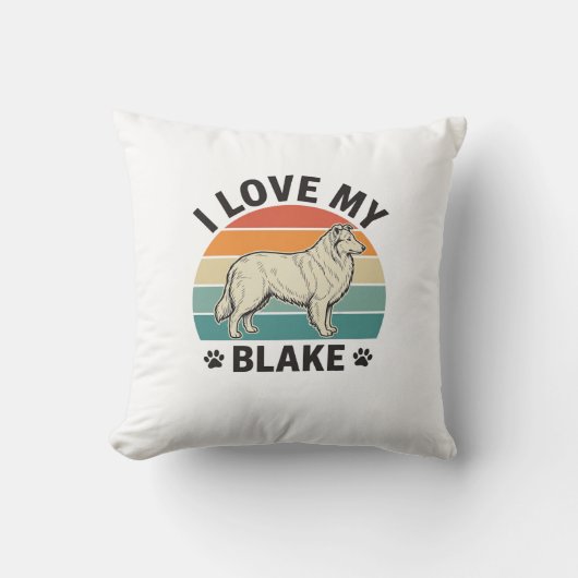 Coussin J'aime mon chien Blake rétro gravure Design_1 (Recto)