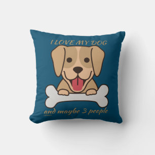 Coussin J'AIME MON CHIEN ET PEUT-ÊTRE 3 PERSONNES mignonn