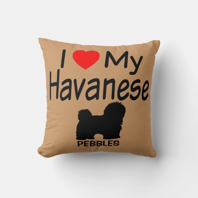 Coussin J'Aime Mon Chien Havanais (Recto)