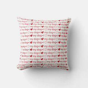 Coussin J'aime mon chien jeter l'oreiller
