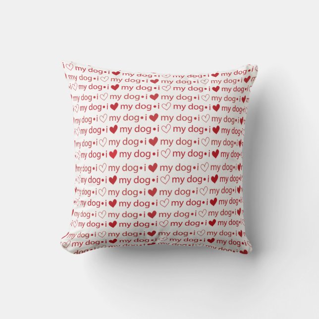 Coussin J'aime mon chien jeter l'oreiller (Recto)