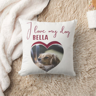 Coussin J'aime mon chien Red Heart Photo Nom de l'animal d