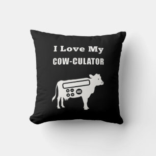 Coussin J'Aime Mon Cow-culator Funny Math Calculator Pun