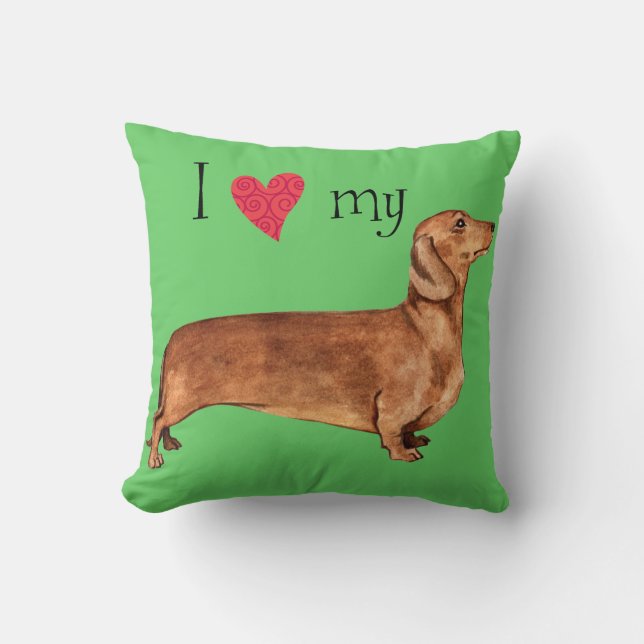 Coussin J'aime mon Dachshund (Recto)