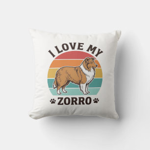Coussin J'aime mon design vintage Zorro pour amoureux de c