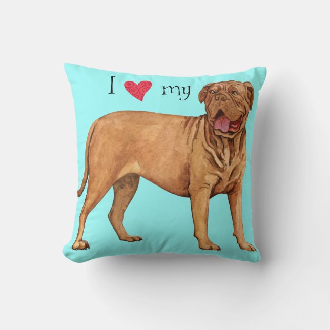 Coussin J'aime mon Dogue de Bordeaux (Recto)