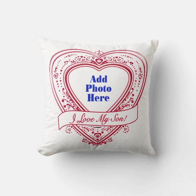 Coussin J'Aime Mon Fils ! Photo Red Hearts (Recto)