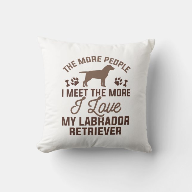 Coussin J'aime mon Labrador Retriever (Recto)